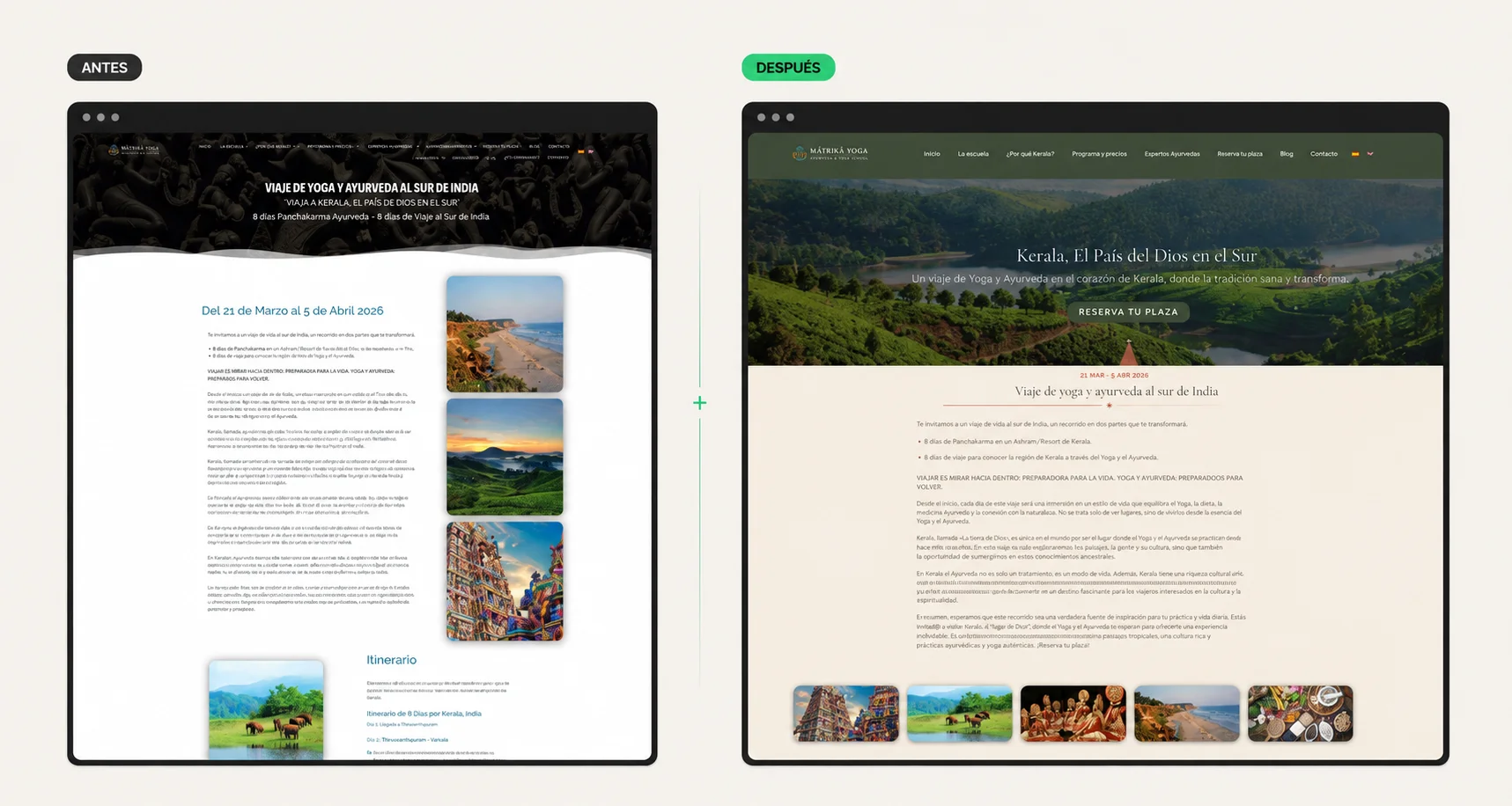 Mātrikā Yoga School — captura del proyecto